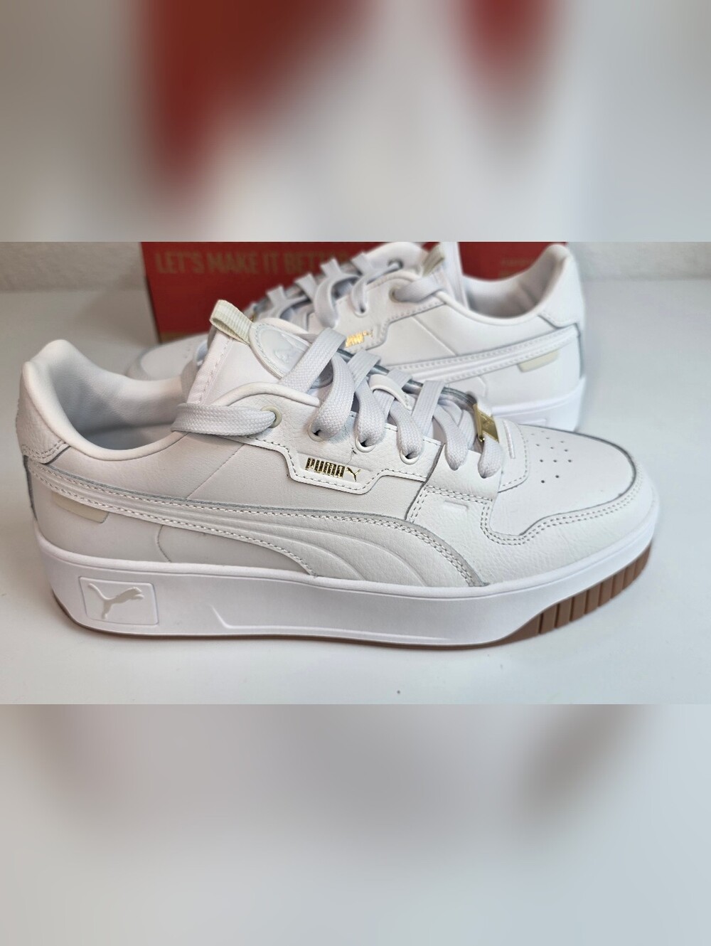 Puma Red and Brown Branded Shoe Box Panel - Puma White/Gold
